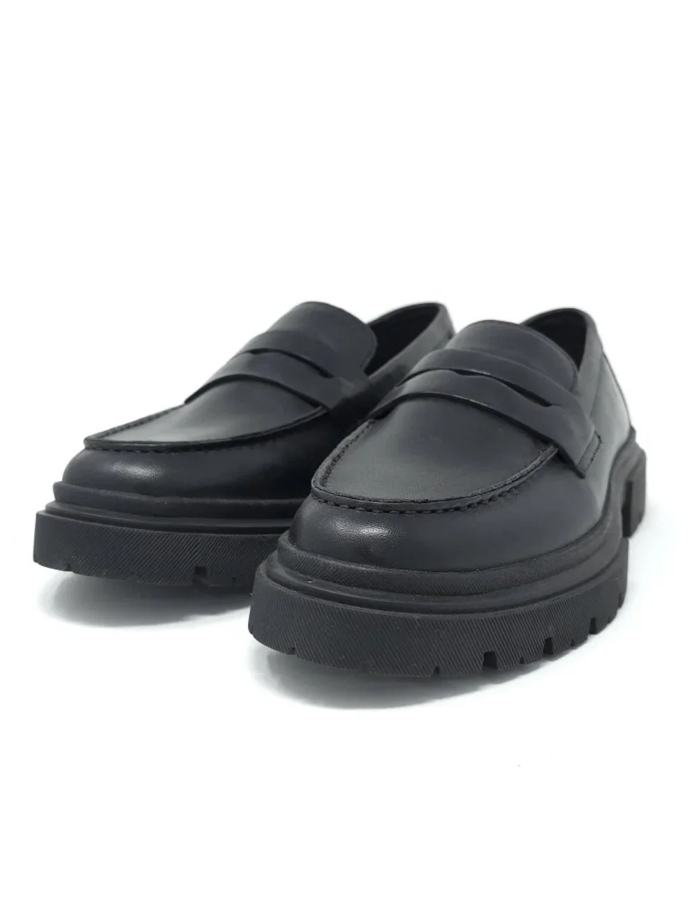 New Steve Madden Akkron Black Leather Loafers Men’s 7.5M